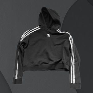 Adidas Black Cropped Hoodie Center Logo